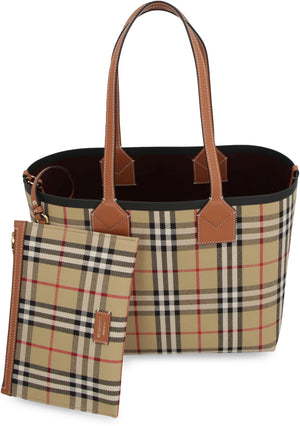 BURBERRY Beige Tartan Tote Handbag for Women