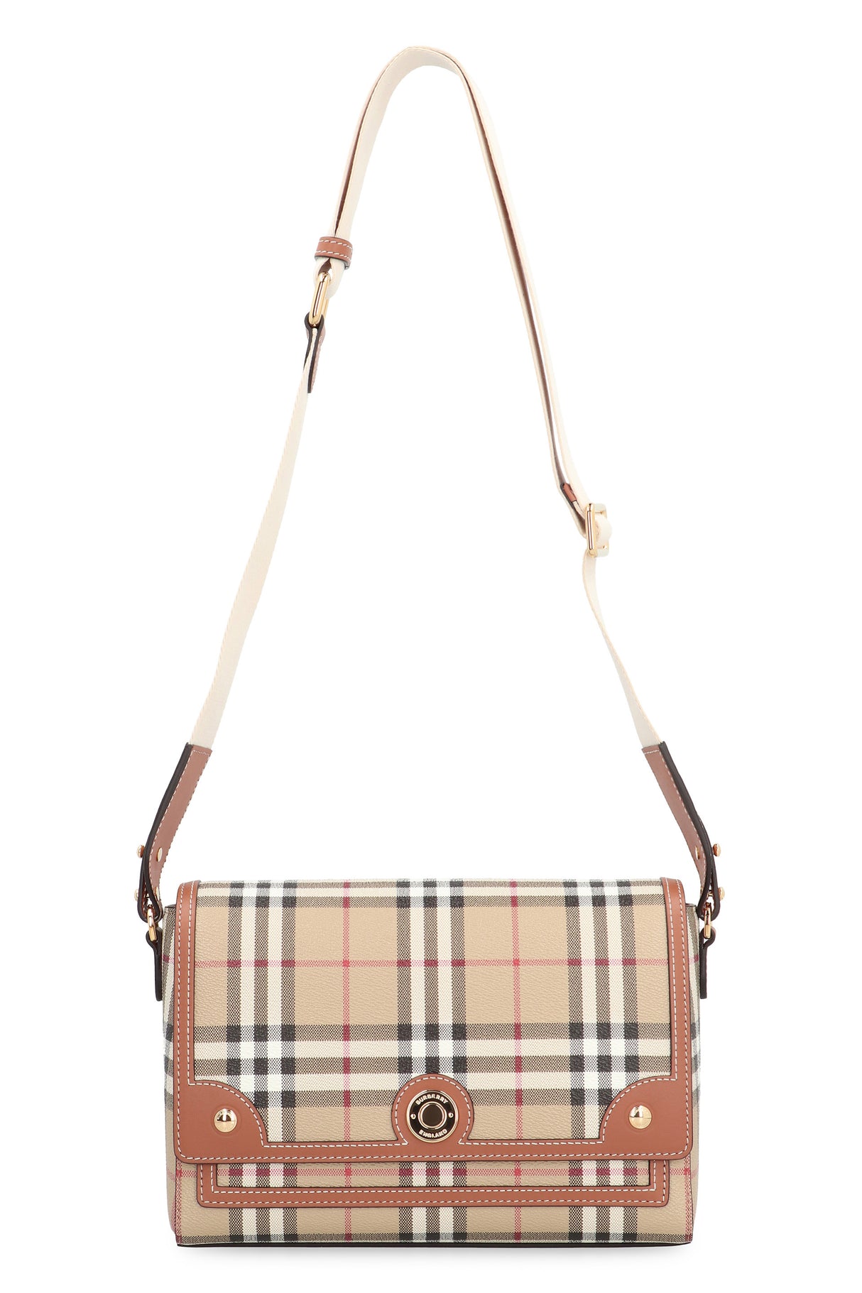 BURBERRY Note Check Crossbody Handbag in Beige