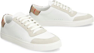 BURBERRY Men's White Low-Top Sneakers with Suede and Contrasting Details