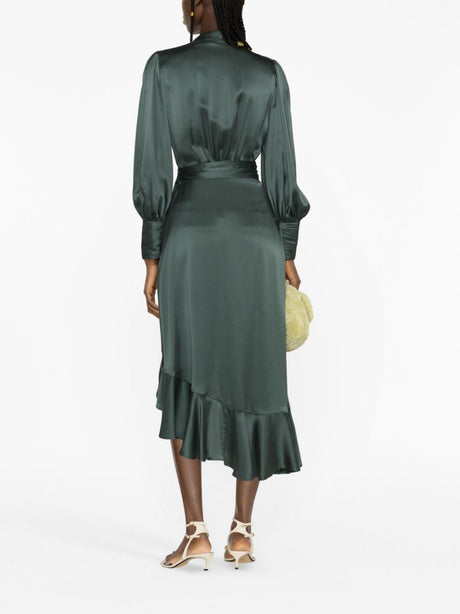 فستان حرير أخضر من مجموعة FW23 للنساء
