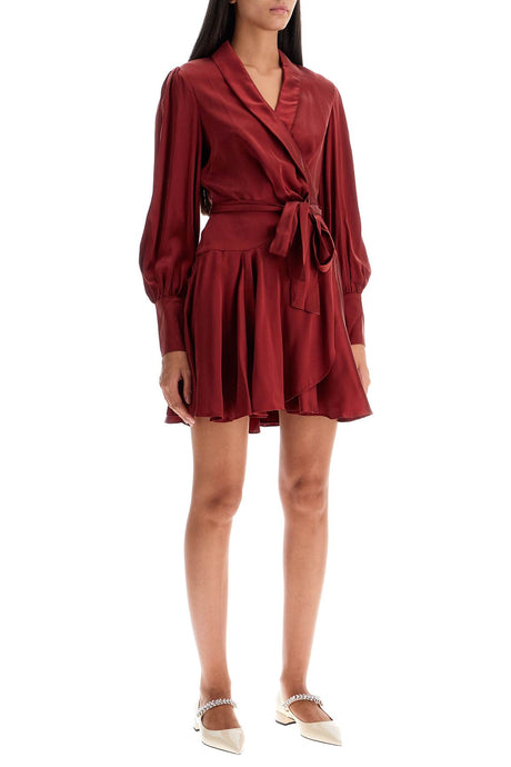 ZIMMERMANN Elegant Silk Wrap Mini Dress with Stylish Balloon Sleeves