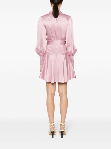ZIMMERMANN Rose Pink Silk Wrap Mini Dress for Women