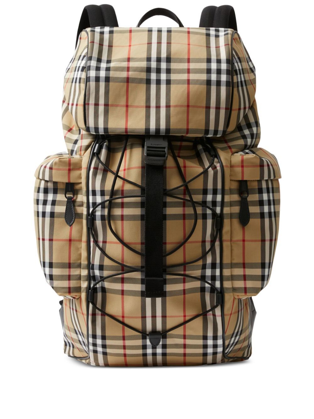 BURBERRY Vintage Check Nylon Backpack with Leather Details and Adjustable Straps