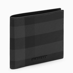 BURBERRY Check Pattern Grey Horizontal Wallet for Men