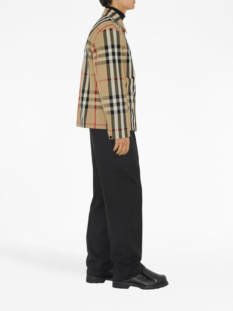 男士格紋襯衫外套 - 經典領, 米色FW23外套