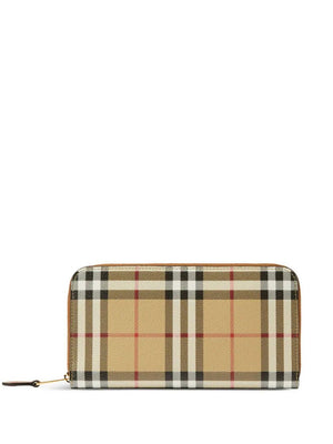 BURBERRY Vintage Check Wallet in Beige with Calfskin Interior and Gold-Tone Hardware