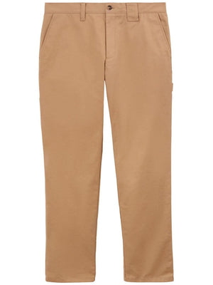 BURBERRY Men's Camel Brown Cotton Pants for FW23 Season