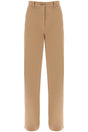 BURBERRY High-Rise Straight Leg Pants in Beige Cotton Drill