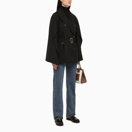 BURBERRY Women's Black Wool Blend Double-Breasted Jacket for FW23