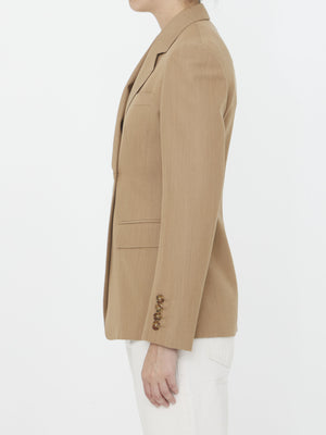 BURBERRY Women's Double-Breasted Jacket in Beige Virgin Wool