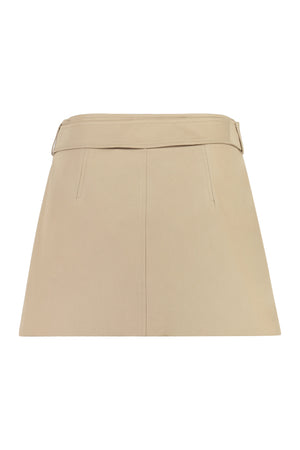 BURBERRY Tan Coordinated Waist Belt Cotton Mini-Skirt