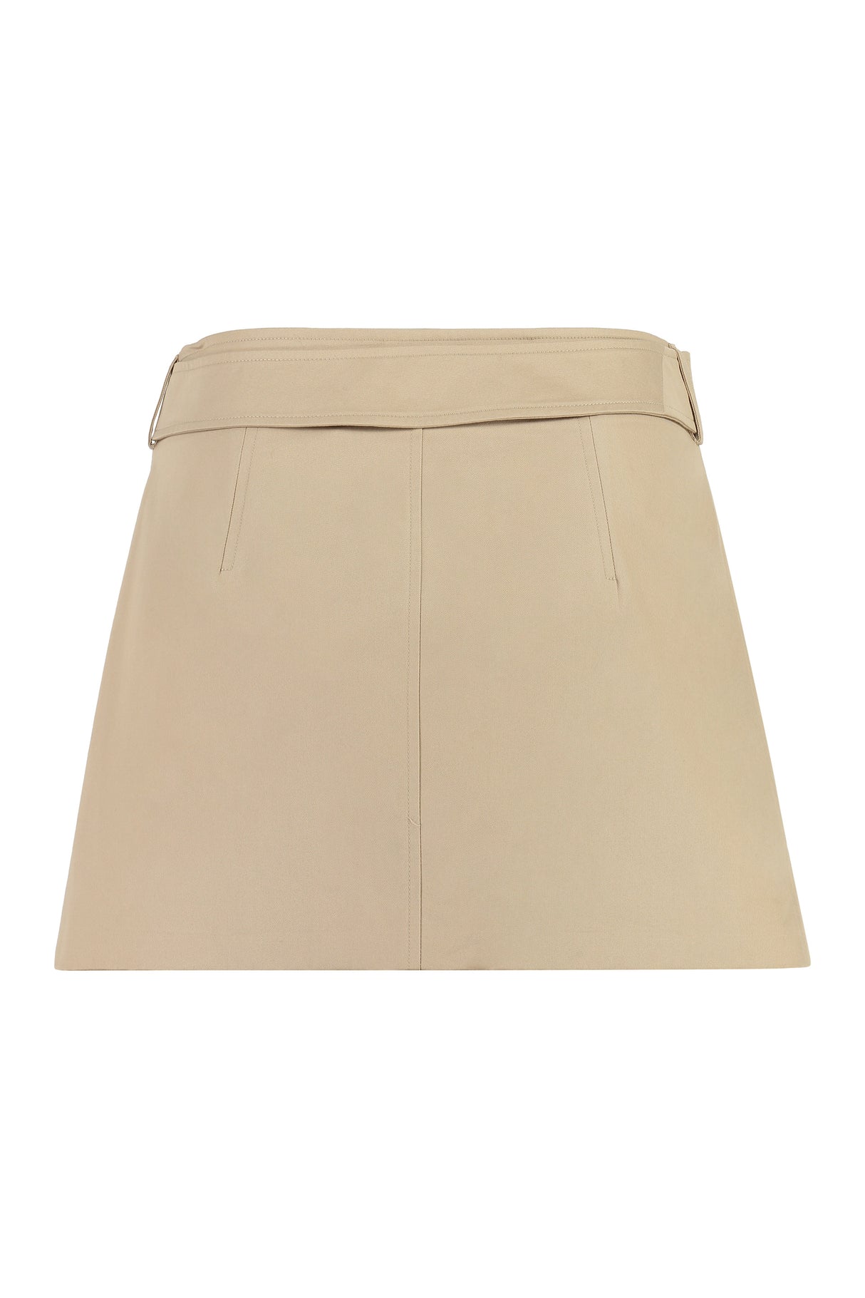 Coordinated Waist Belt Cotton Mini-Skirt for Women in Beige - Fall/Winter 2023