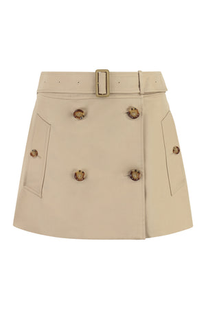 Beige Cotton Mini-Skirt with Coordinated Waist Belt for Women