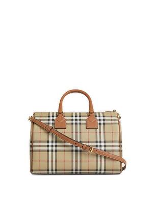 BURBERRY Checkered Medium Bowling Handbag