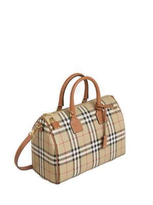 BURBERRY Checkered Medium Bowling Handbag