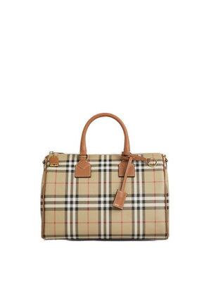 BURBERRY Checkered Medium Bowling Handbag