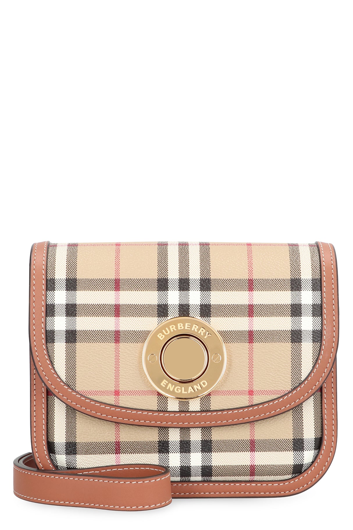 Túi Đeo Chéo Beige Tartan Mini Dành Cho Nữ với Khóa Cài Trang Trí