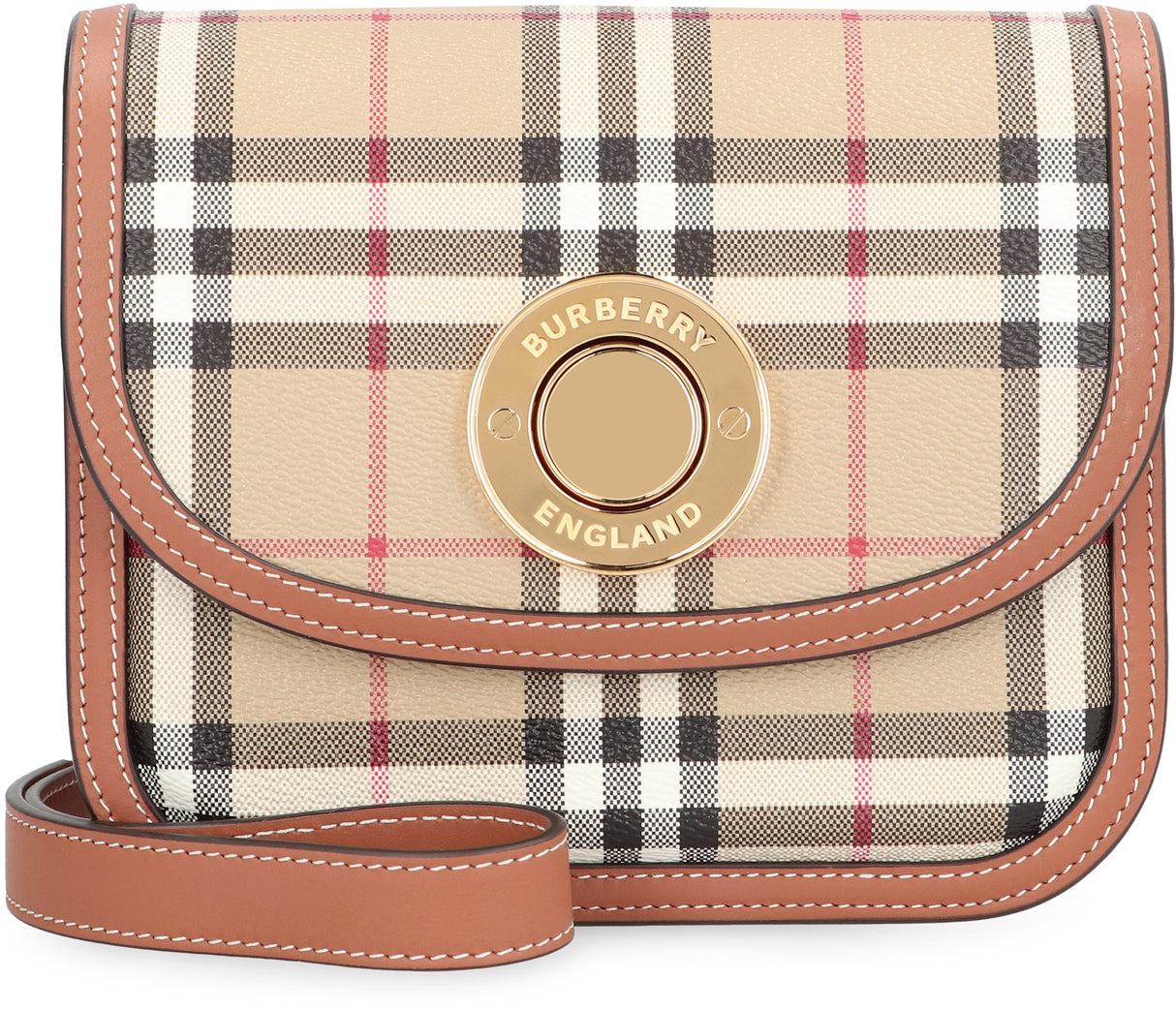 Túi Đeo Chéo Beige Tartan Mini Dành Cho Nữ với Khóa Cài Trang Trí