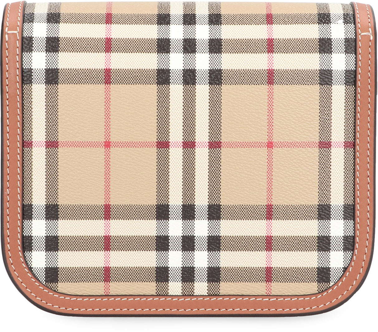 BURBERRY Mini Tartan Motif Crossbody Handbag with Gold-Tone Accents and Adjustable Strap - Beige 16x16 cm