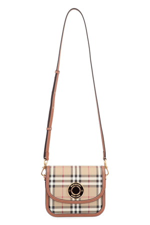 BURBERRY Mini Tartan Motif Crossbody Handbag with Gold-Tone Accents and Adjustable Strap - Beige 16x16 cm