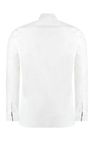 BURBERRY Men's White Cotton Shirt with Classic Collar and Rounded Hem - FW23