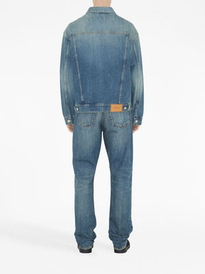 Blue Straight-Leg Denim Jeans for Men