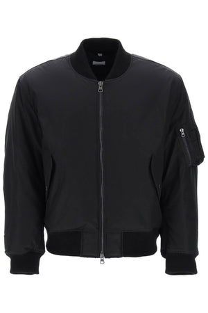 BURBERRY Men's Padded Bomber Jacket with Tonal Logo Emblem Embroidered on the Back