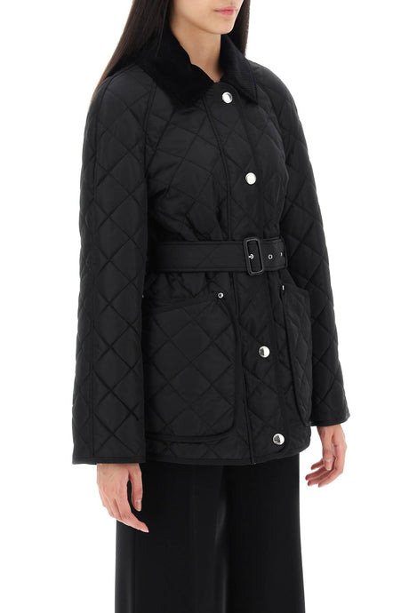 BURBERRY Elegant Quilted Belted Jacket with Equestrian Motif