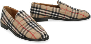 Men's Wool Loafers in Beige with Check Motif - FW23