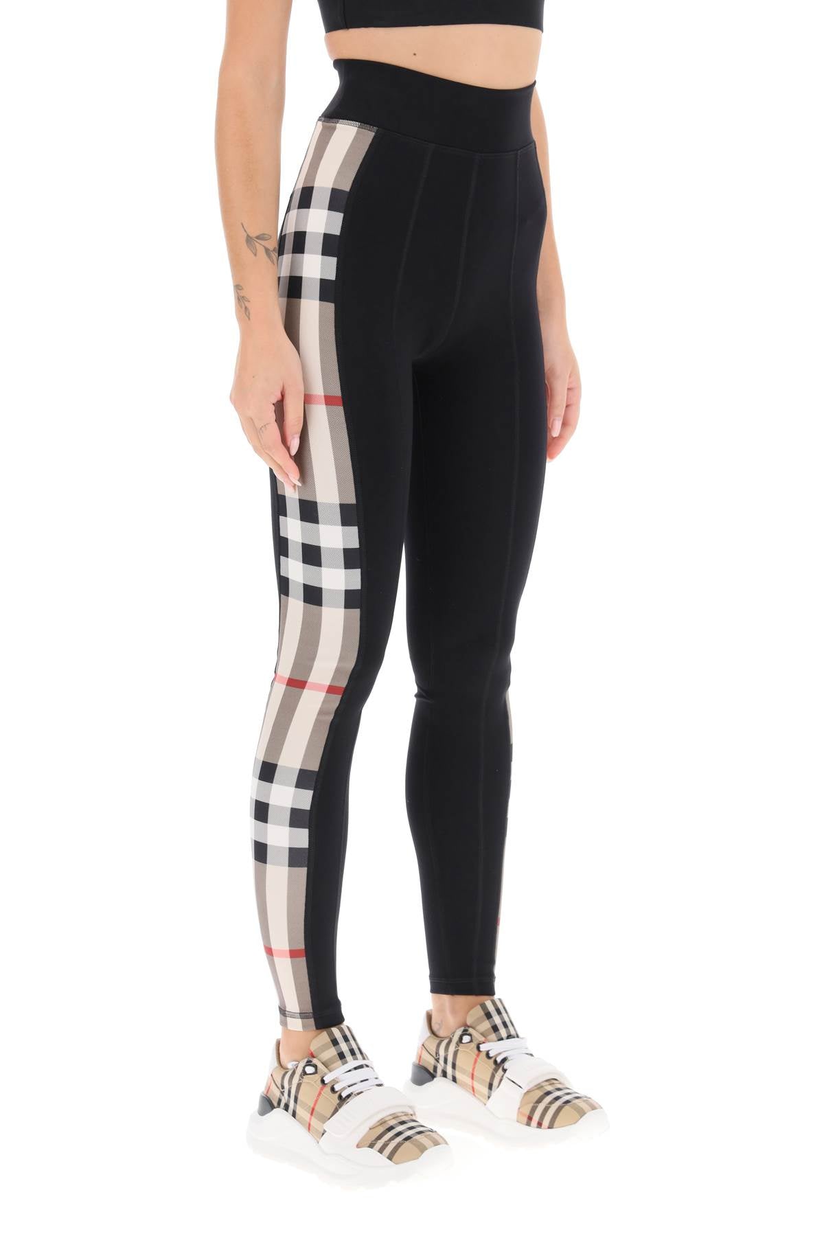 BURBERRY Check Panel Stretch Leggings