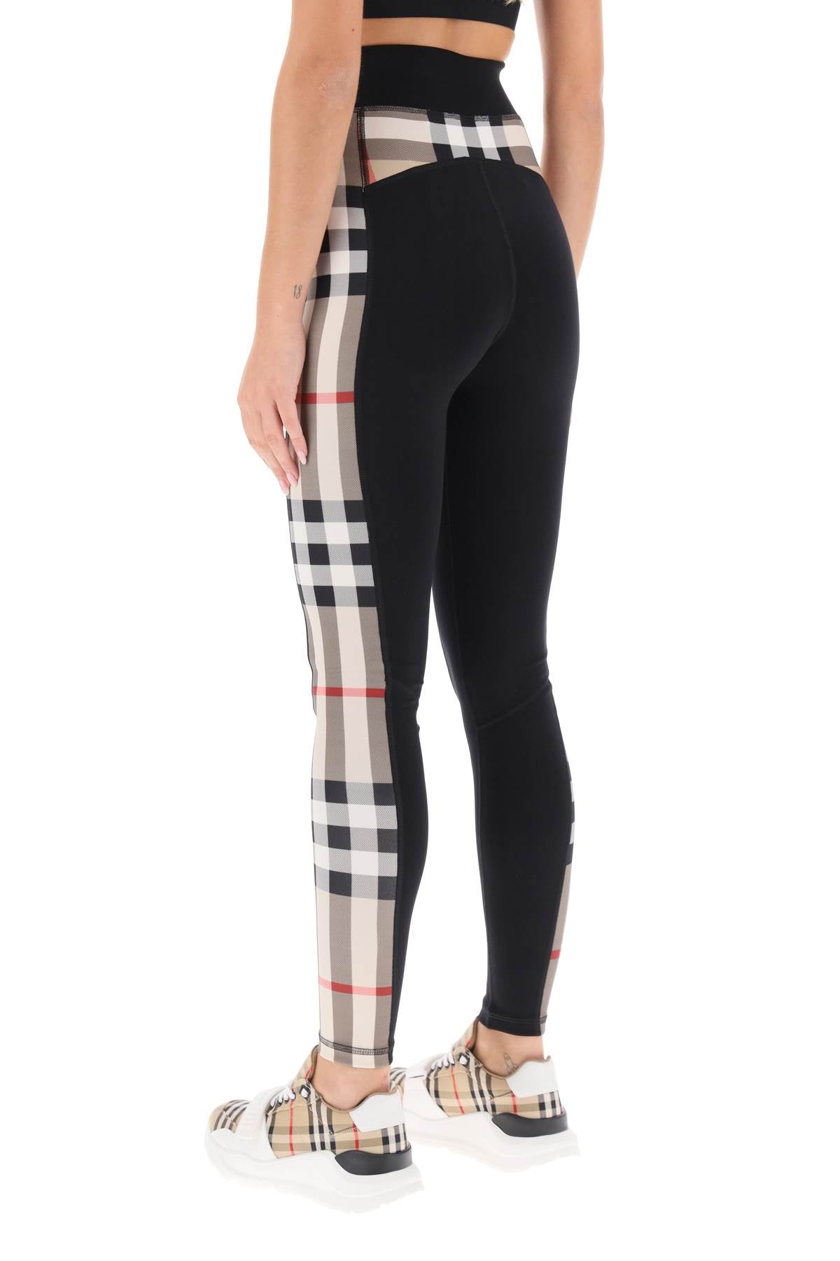 BURBERRY Check Panel Stretch Leggings