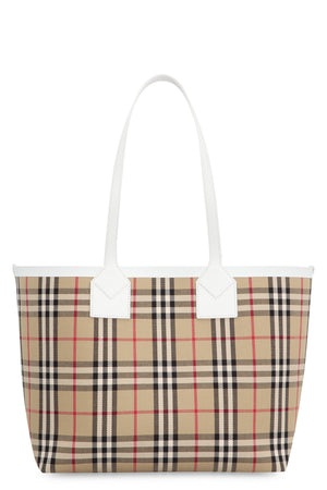 Beige Tote Vải Kẻ Ô Cho Phụ Nữ