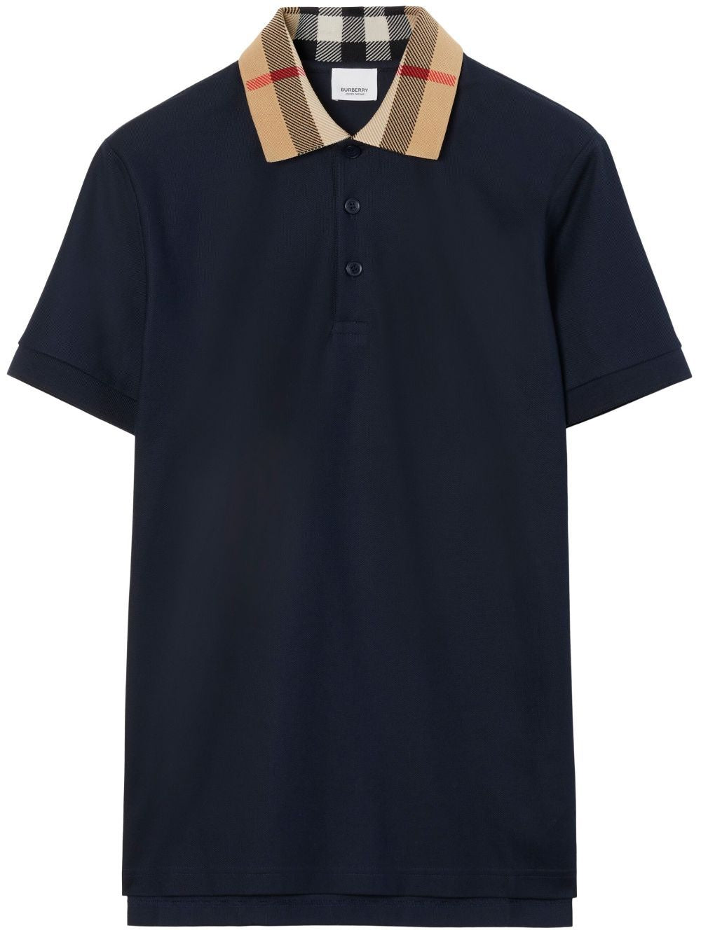 Navy Cotton Polo Shirt for Men in FW23 Season by Burberry