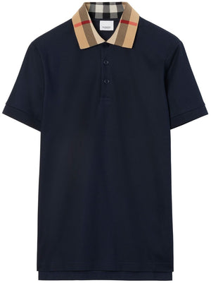 BURBERRY Vintage Check Collar Cotton Polo Shirt