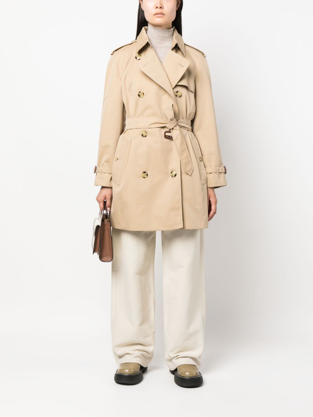 Áo khoác trencơ bằng vải cotton màu be và lót kiểm định họa tiết - Bộ sưu tập áo khoác ngoài nữ của Burberry
