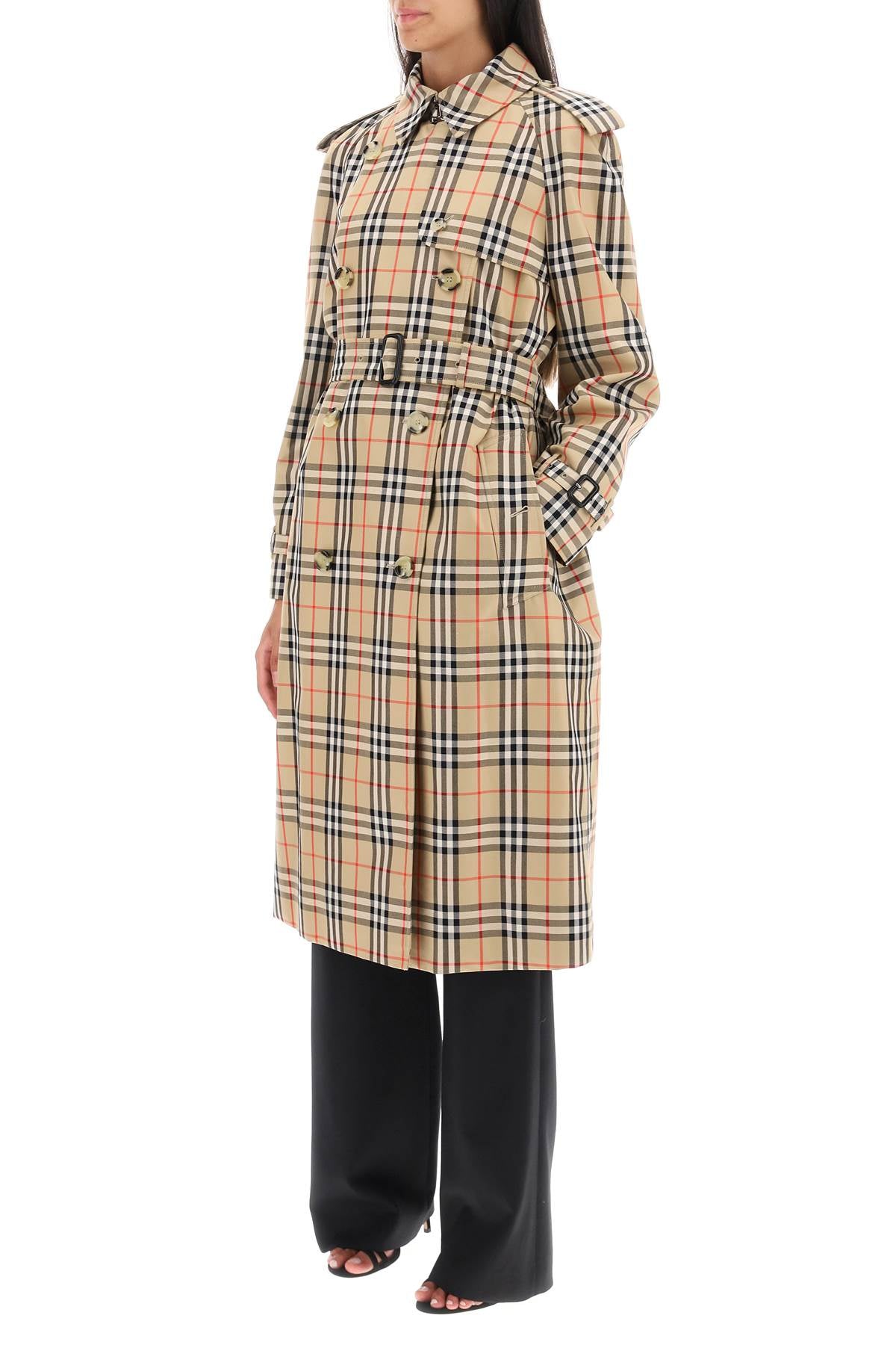 BURBERRY Beige Trench Jacket with Iconic Check Pattern - FW23