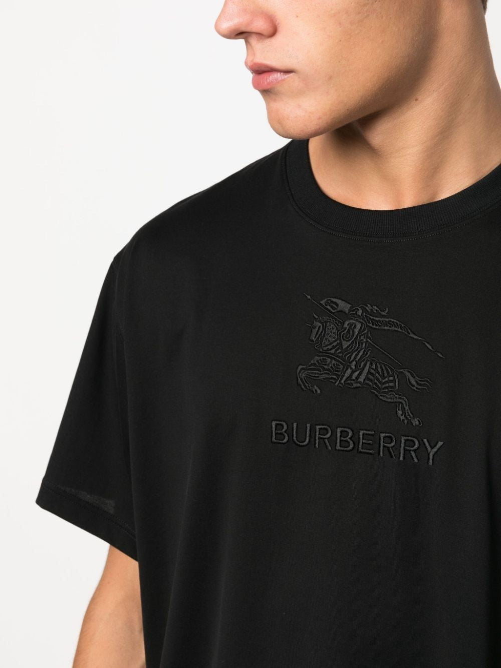 BURBERRY Men's Black Cotton Crew-Neck T-Shirt