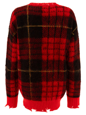 ALEXANDER MCQUEEN Oversized Tartan Distressed Sweater - Fall/Winter 2024