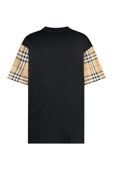 BURBERRY Chic T-Shirt with Check Pattern Sleeves