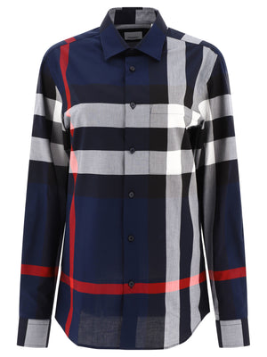 BURBERRY Men's Long Sleeve Blue Shirt - SS24 Collection