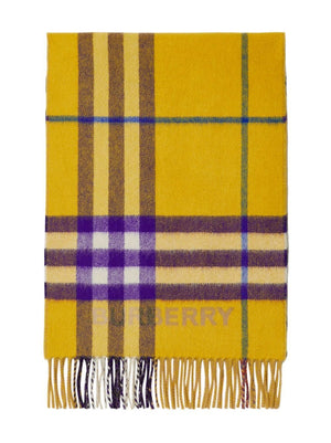 Mustard Yellow Check Cashmere Scarf for Women - Size 168x30 cm