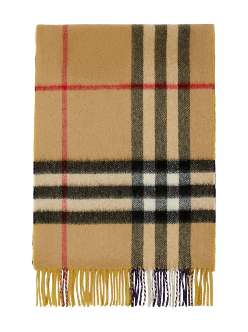 Mustard Yellow Check Cashmere Scarf for Women - Size 168x30 cm