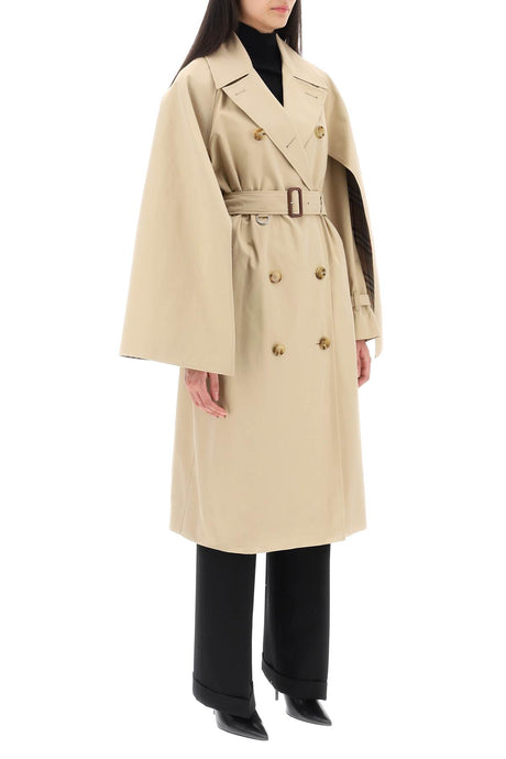 BURBERRY Double-Breasted Raincoat in Cotton Gabardine for Women