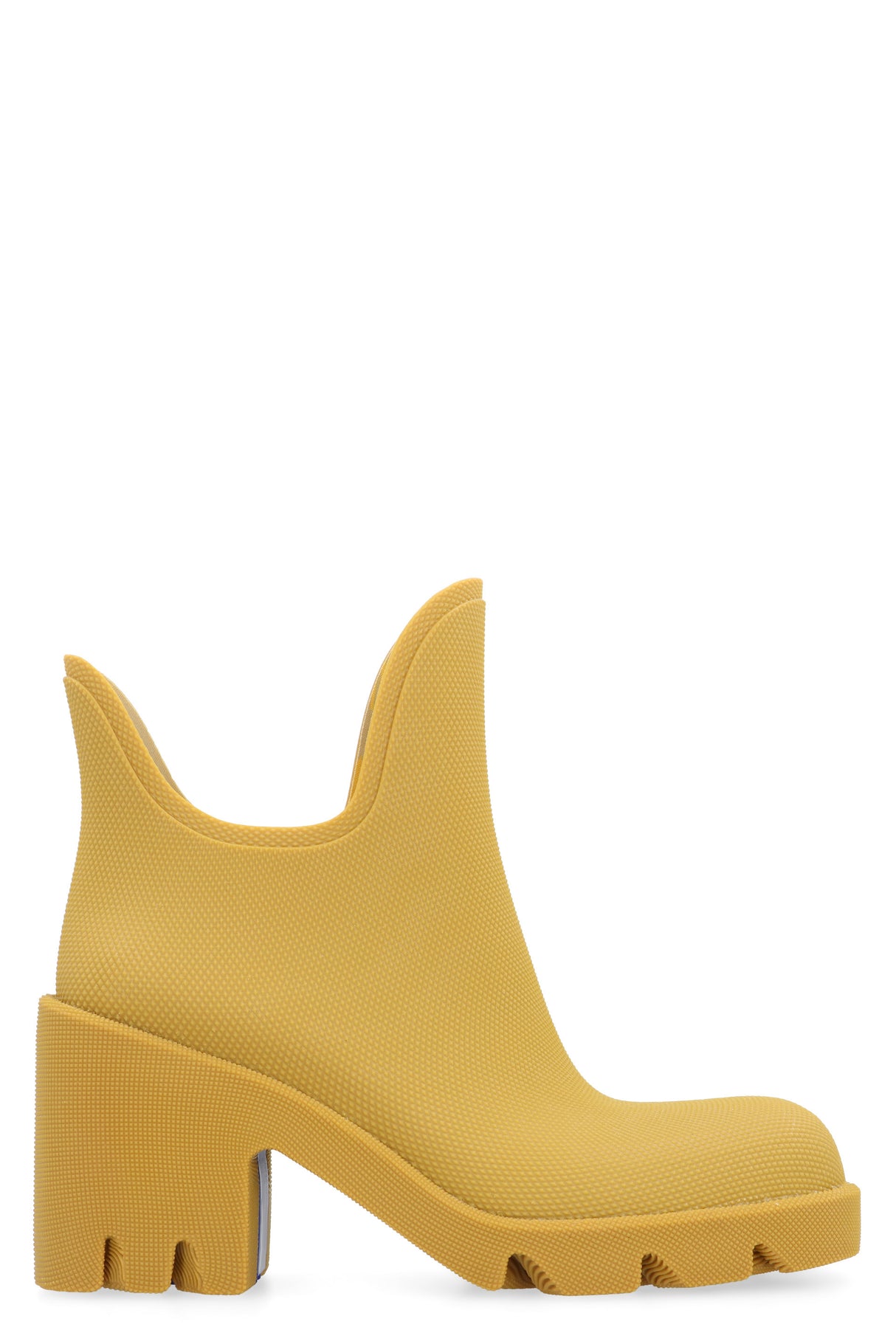 Mustard Rubber Boots with Check Lining and Round Toe for Women