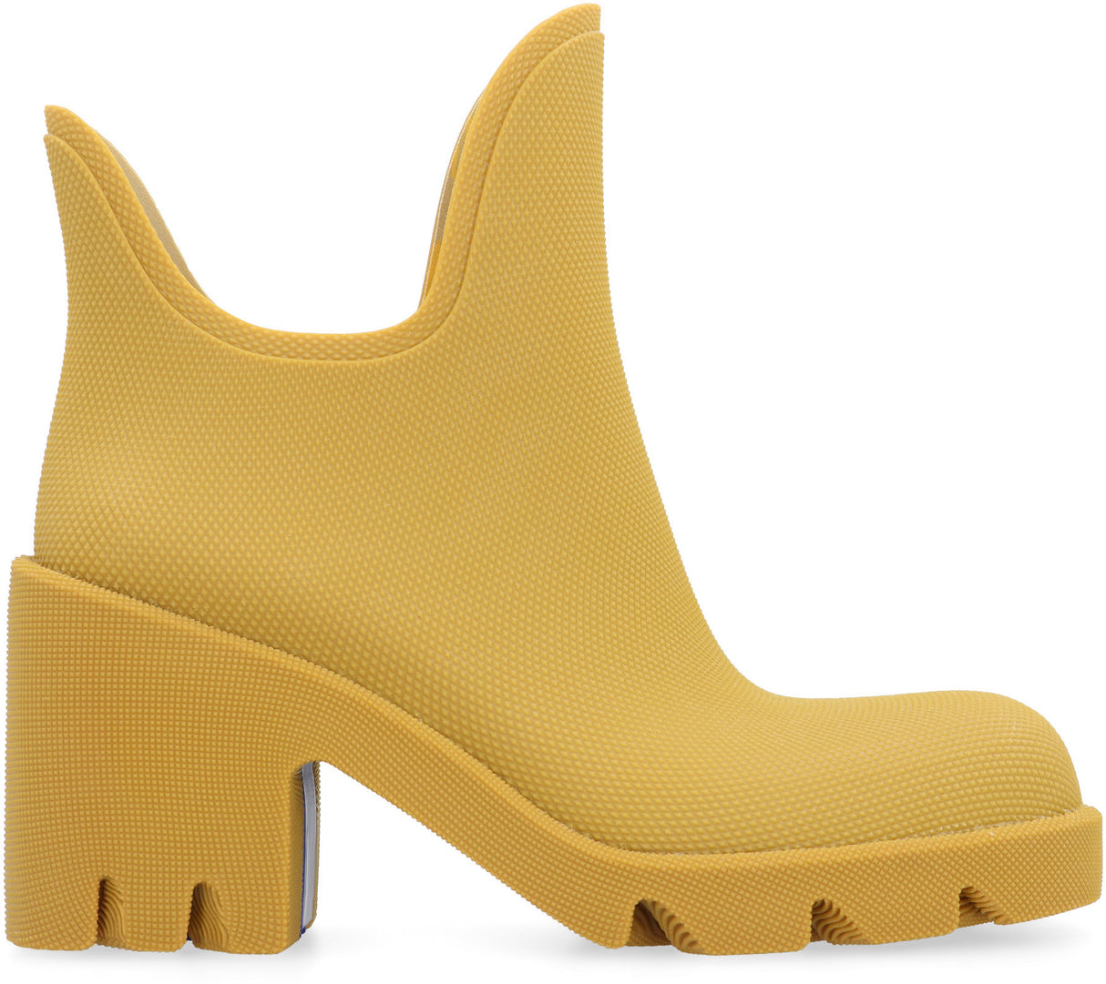 Mustard Rubber Boots with Check Lining and Round Toe for Women