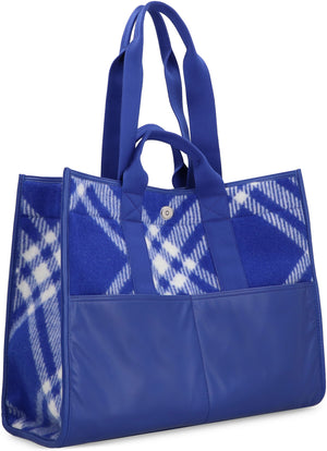 حقيبة يد صوف مربعات زرقاء للنساء