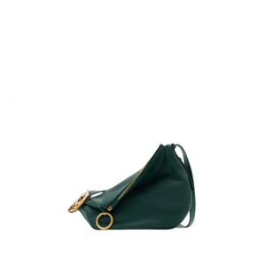 BURBERRY Green Pebbled Calfskin Medium Handbag with Gold-Tone Hardware and Suede Lining