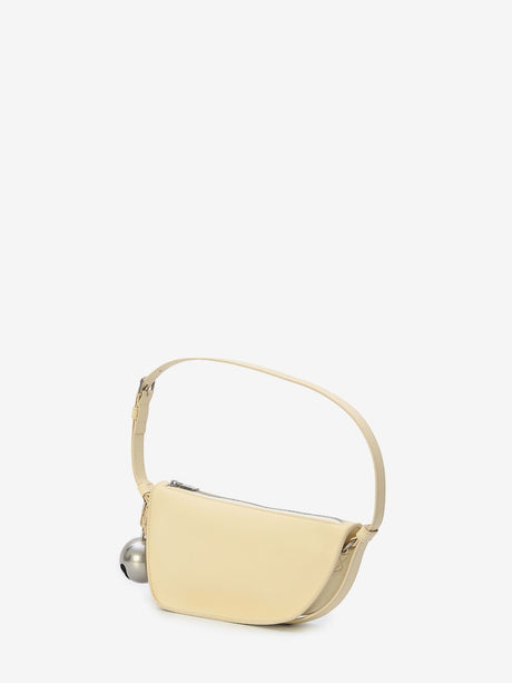BURBERRY Mini Shield Sling White Nappa Leather Crossbody Bag with Detachable Charm, 26x5.5x13.5 cm