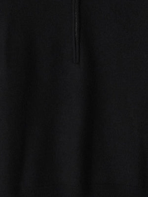 Men's Black Wool Half-Zip Jumper for FW23