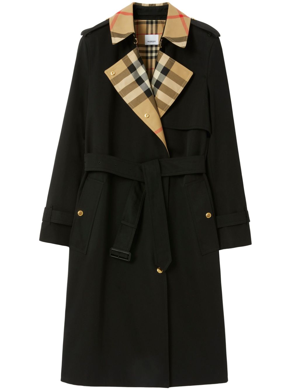Checkered Cotton Trench Jacket for Women